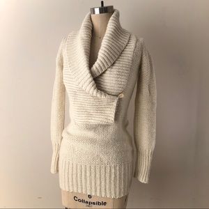 Wilfred Aritzia Women's Cream Chunky Wool Blend Shawl Collar Sweater XS